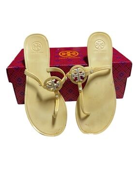Tory Burch Cream white Mini Logo jelly Miller Sandals Resortwear vacation Costal